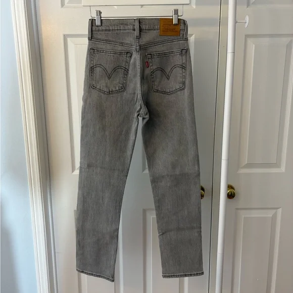 Levi’s Wedgie Straight Leg Grey Black Jeans Size 25 Ankle Length Cotton - Picture 10 of 13